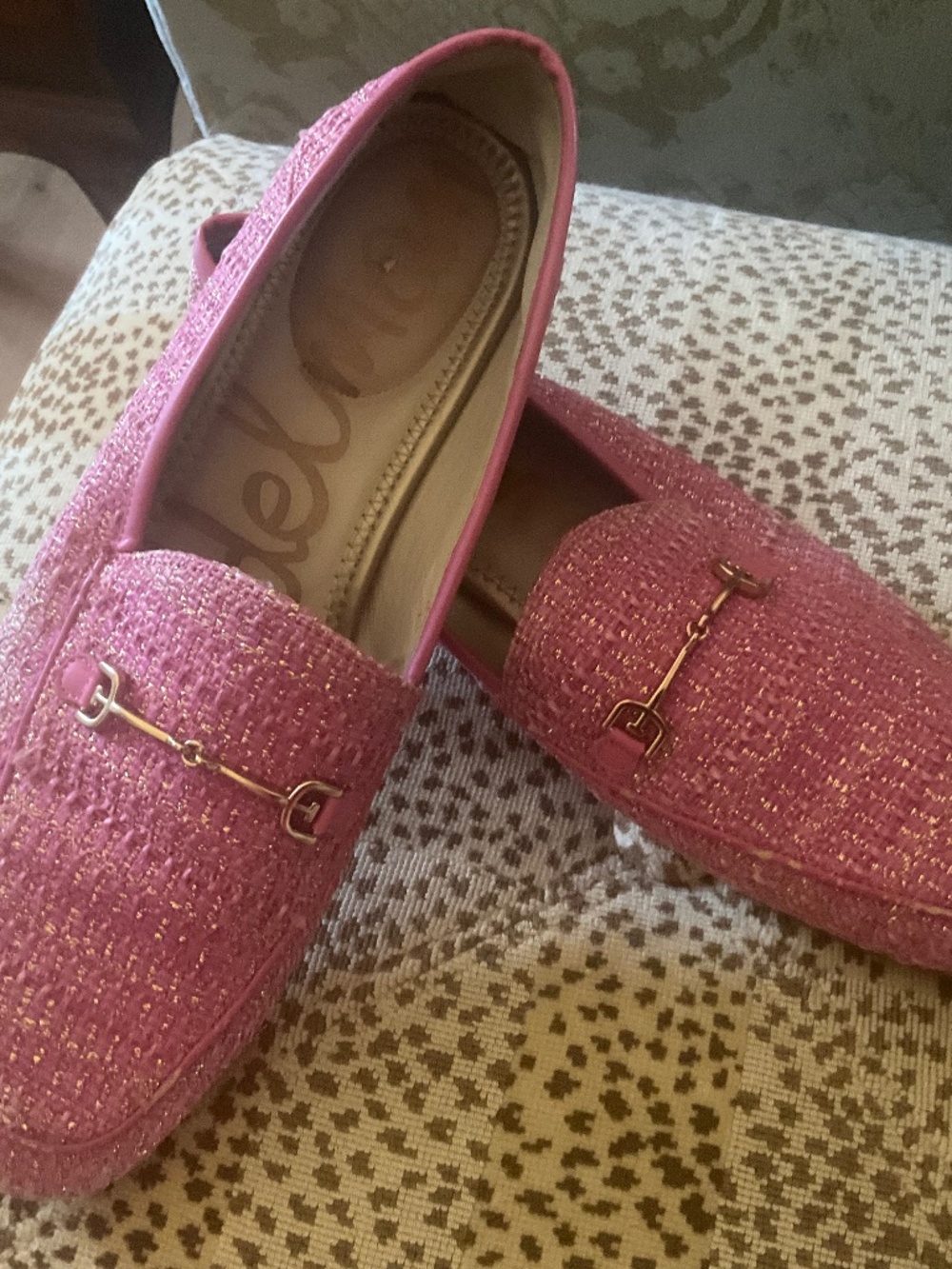 Sam Edelman Women Pink Loraine Bit loafer Tweed Shoes 10.5 EUC